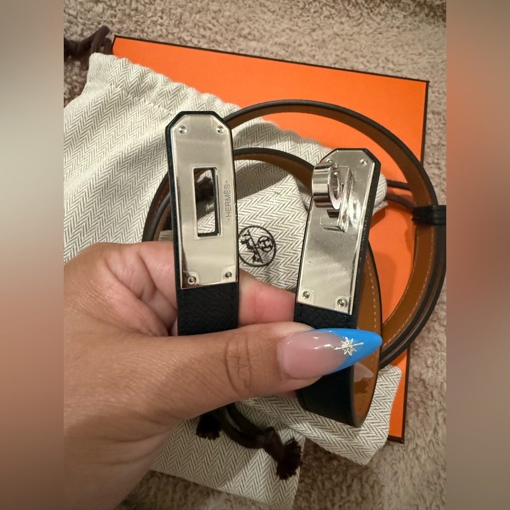 Hermes Black Kelly Belt